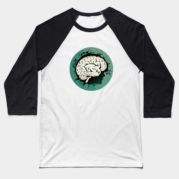 Brain Storm Retro Art Baseball T-Shirt by Vooble